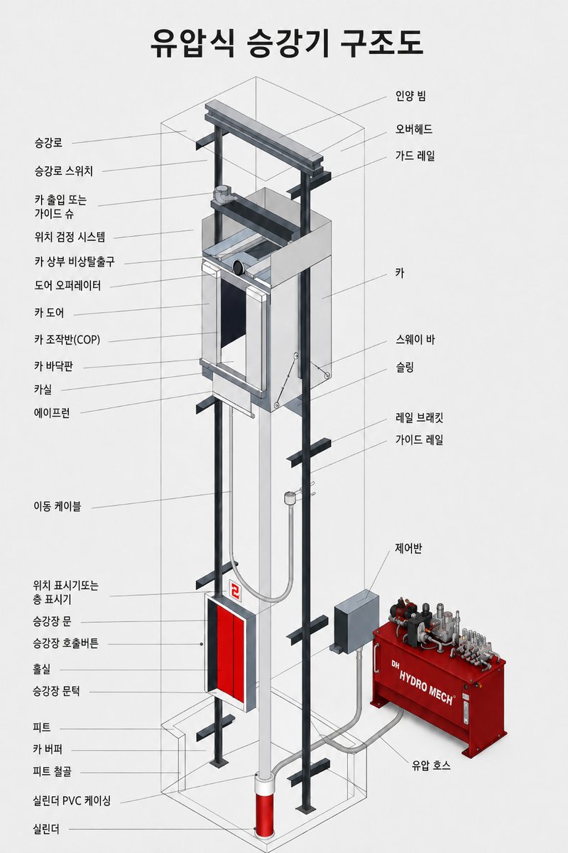 유압식 승강기 구조도
